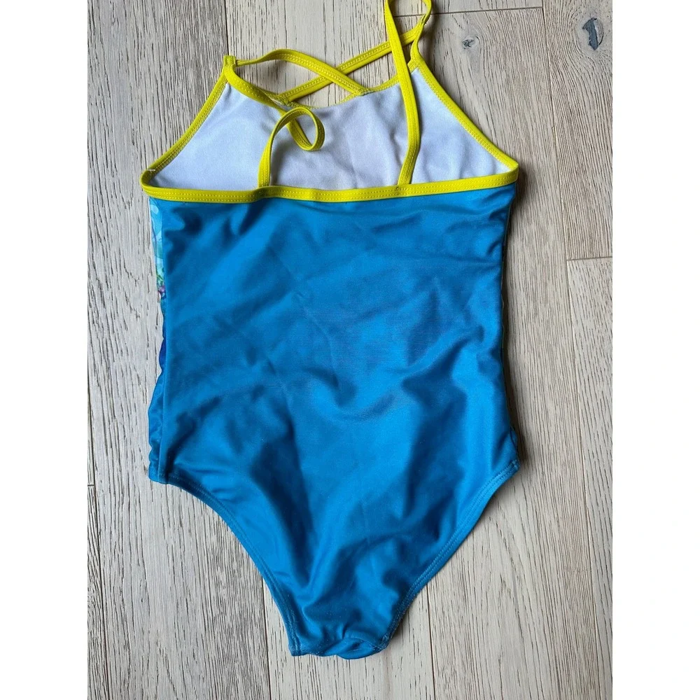 Disney Princess Ariel Little Mermaid Girls One Piece Swimsuit Blue Yellow 7/8